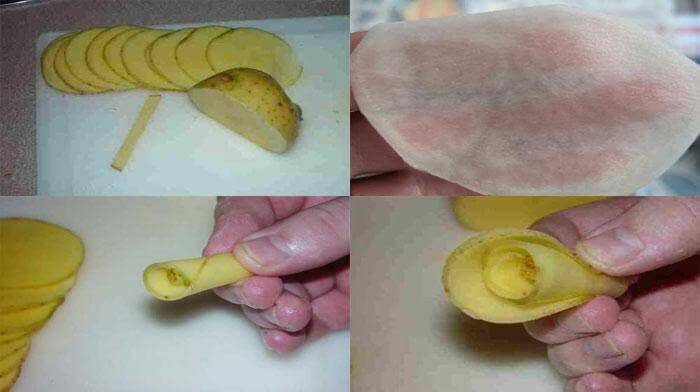 Пошаговое описание розы из картошки